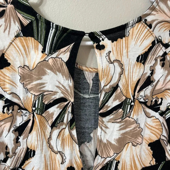 Asos Womens Black Tan Jumpsuit Size 8 Maternity Floral Short Sleeve Keyhole - Picture 8 of 8